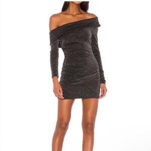 Lovers + Friends Metallic Off The Shoulder Mini Dress